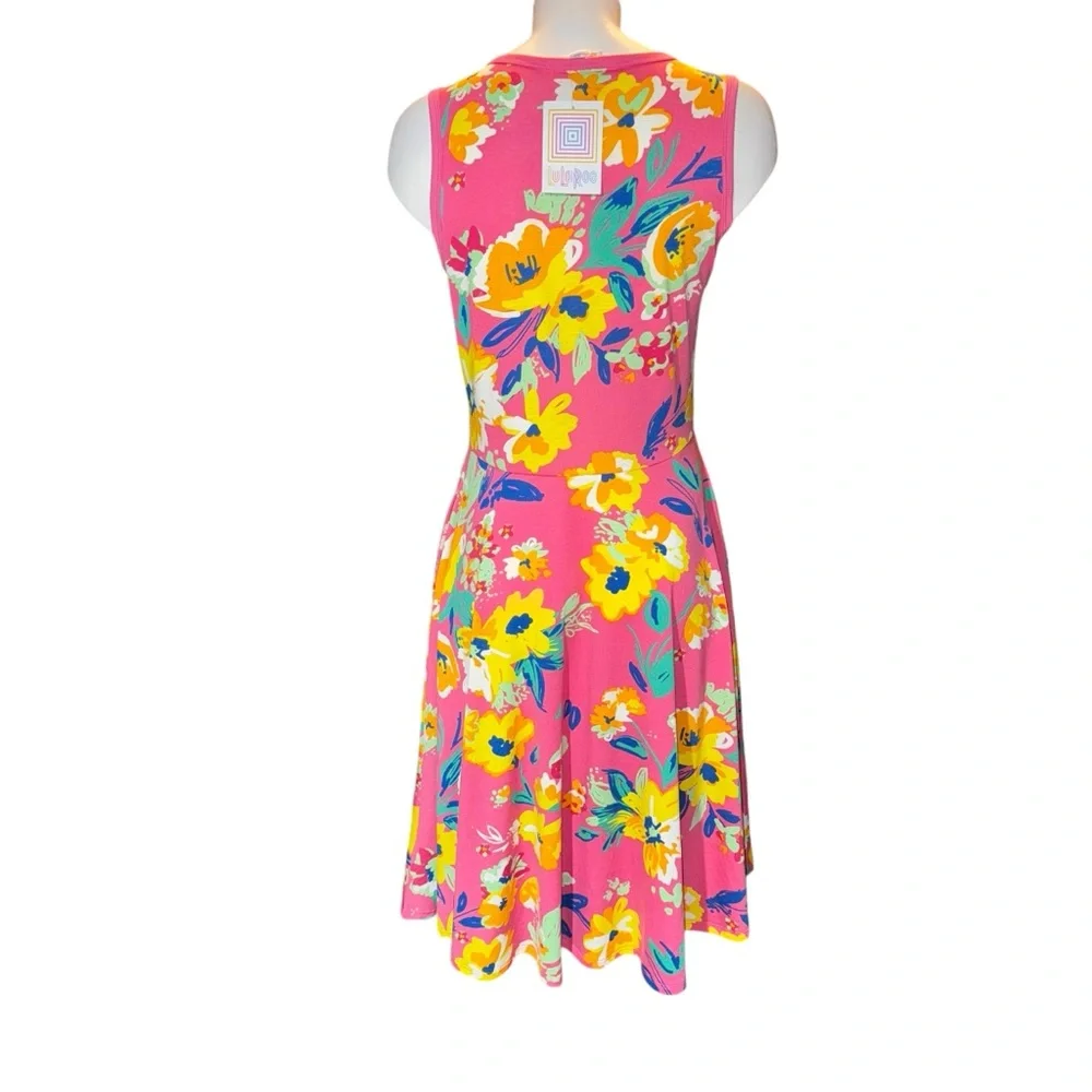 LuLaRoe Women’s Dress Bright Floral Pattern Size M Pink & More Sleeveless Scoop - Picture 3 of 8